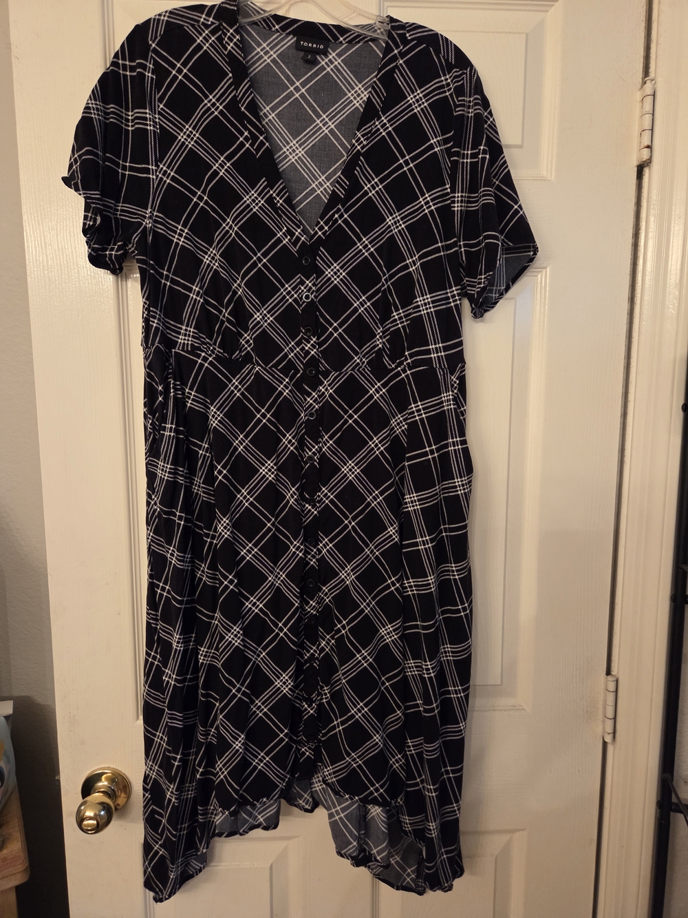torrid Black and White Plaid Button-Front Dress